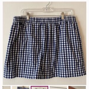 J Crew Gigham Skirt navy blue and white